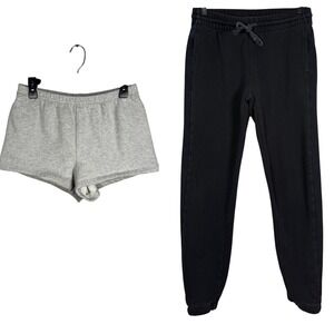 ARITZIA TNA Cozy Fleece Boyfriend Joggers Black, Gray Perfect Fit Shorts, Size M